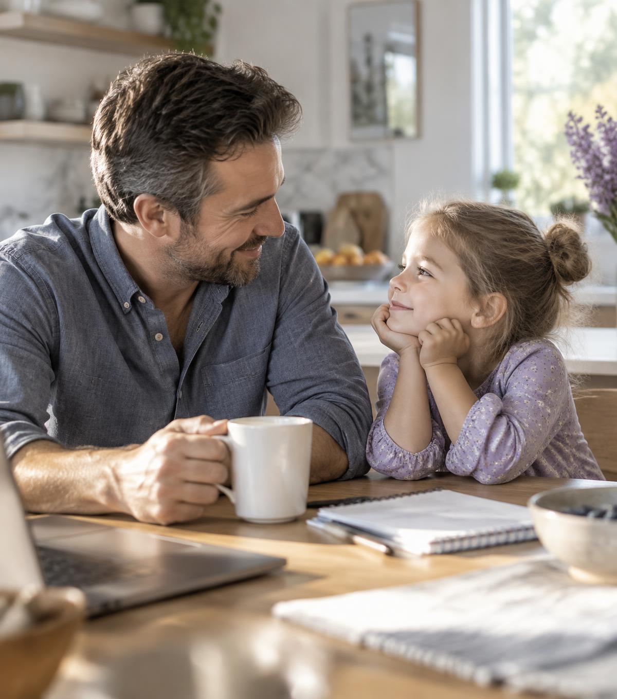 Father and daughter sharing a moment at home